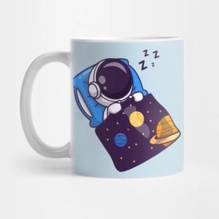 Cute Astronaut Sleeping With Space Blanket Cartoon Mug